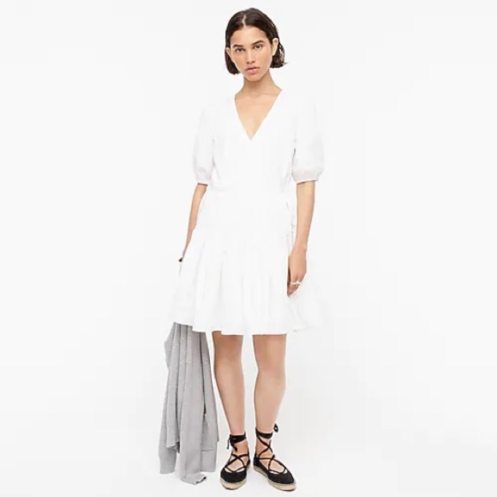 NWOT J crew puff sleeve cotton poplin wrap dress
